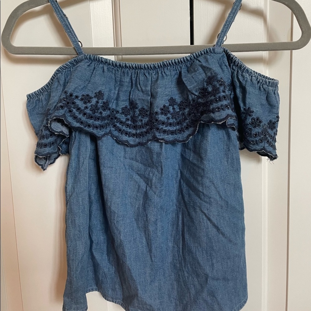 Abercrombie denim cold shoulder top